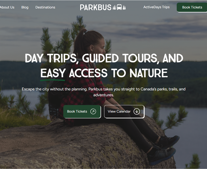 Parkbus website mockup